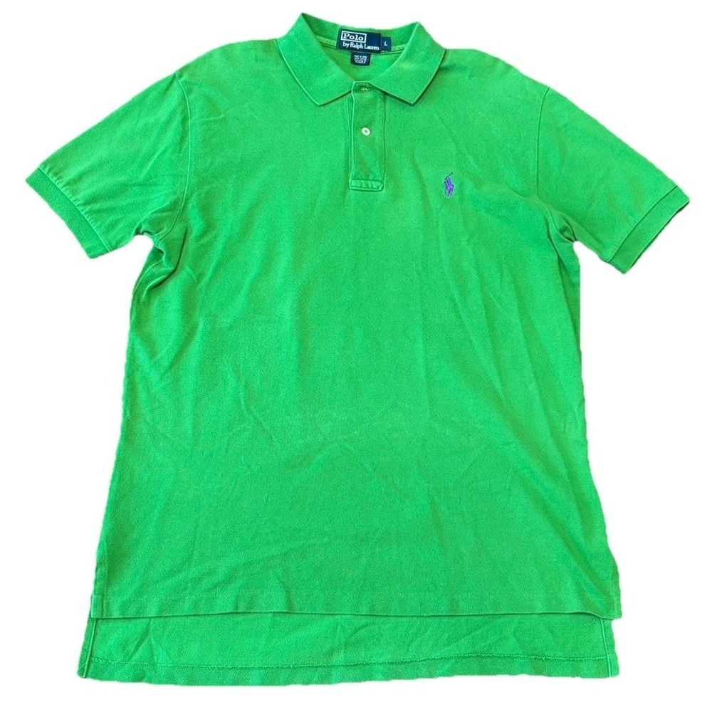 Polo Ralph Lauren Men's T-shirt L Green Blue Pony Polo Cotton Short Sleeve